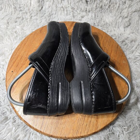 Dansko XP Womens 8/38 Professional Reflective Black Leather Slip-On Heeled Clogs - Picture 5 of 14